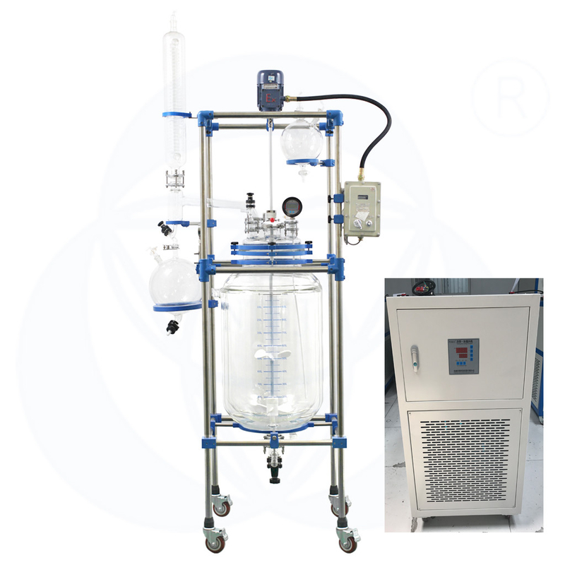 Borosilicate Glass Chemical Reactor With 304 Stainless Steel Pipes And Spray Heating Device