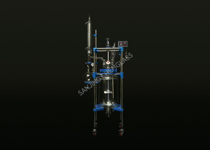 Double Layer 50L Jacketed Glass Reactor Vessel Cycle Heating Cooling