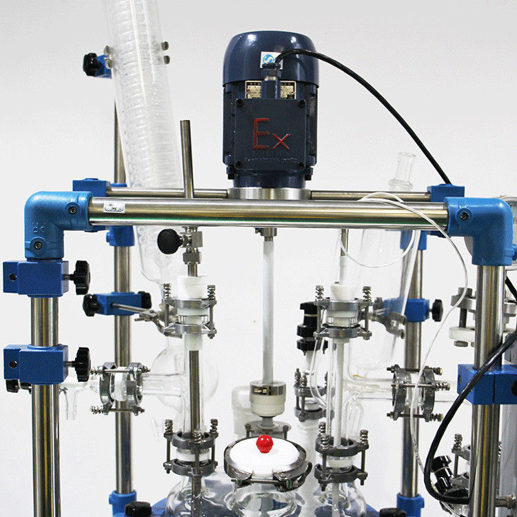 Pharmaceutical Industry Double Jacketed Glass Reactor , Lab Glass Reactor Safe