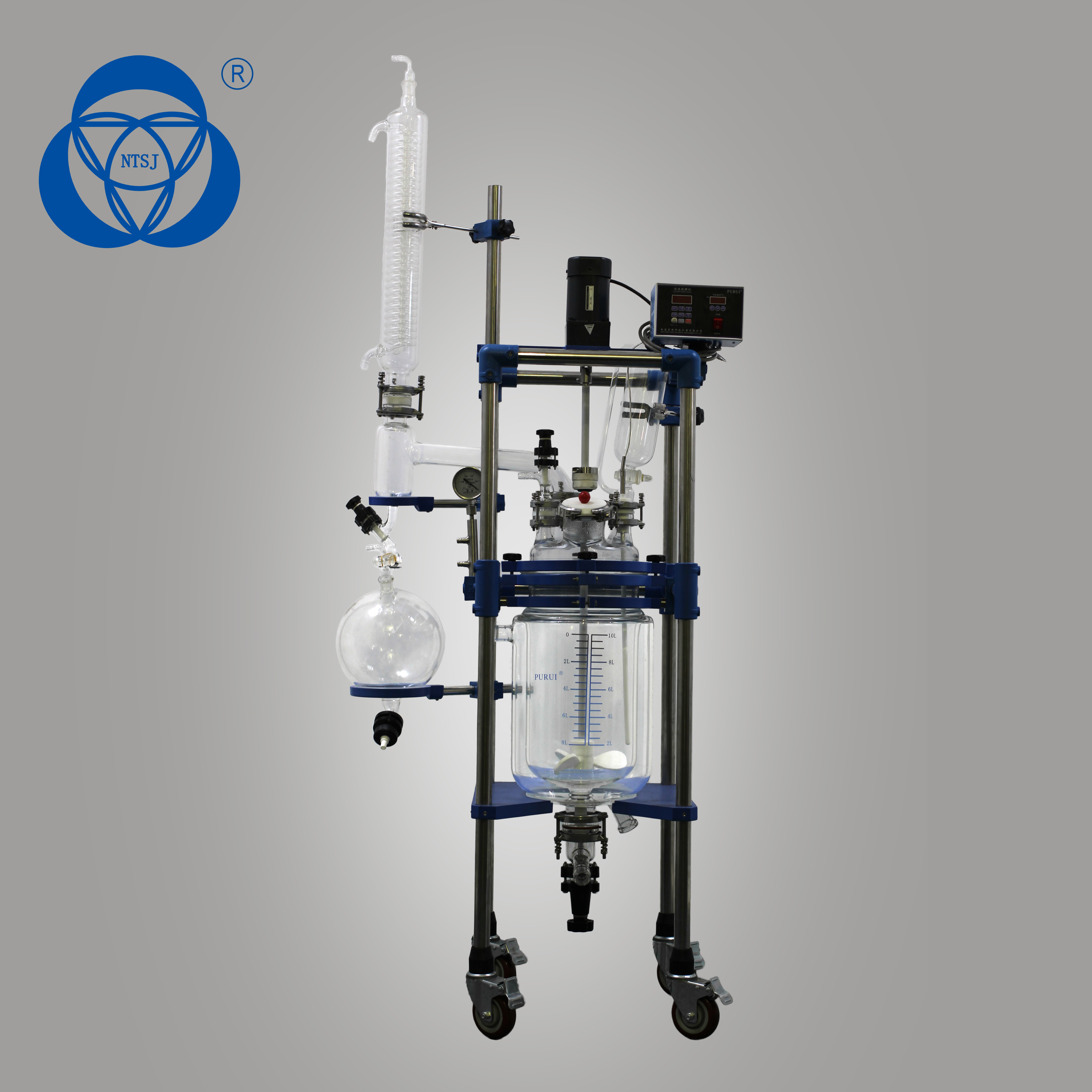 Transparent Gaopeng Jacketed Glass Reactor Vessel Stirred Tank Constant Rotate Speed